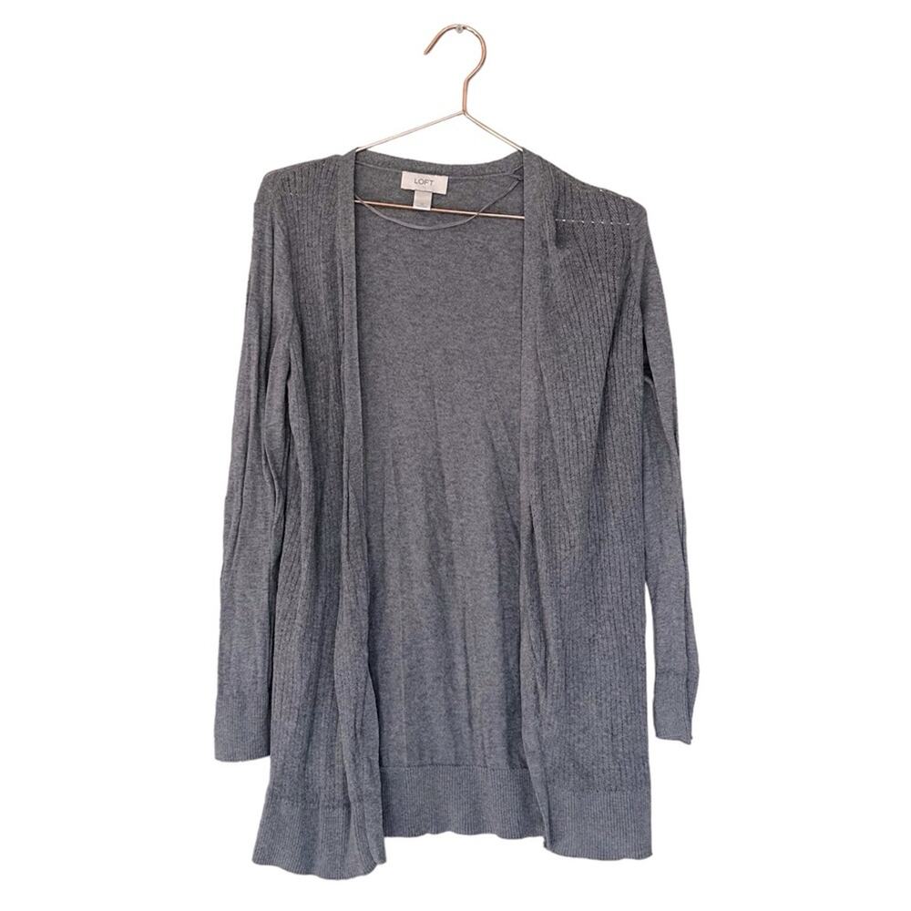 Loft gray open front cardigan size medium